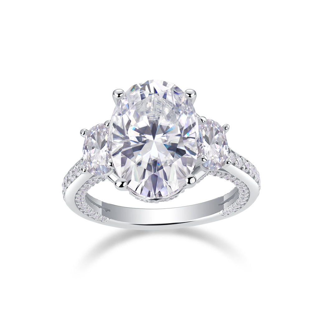 Oval Three-Stone Moissanite Ring