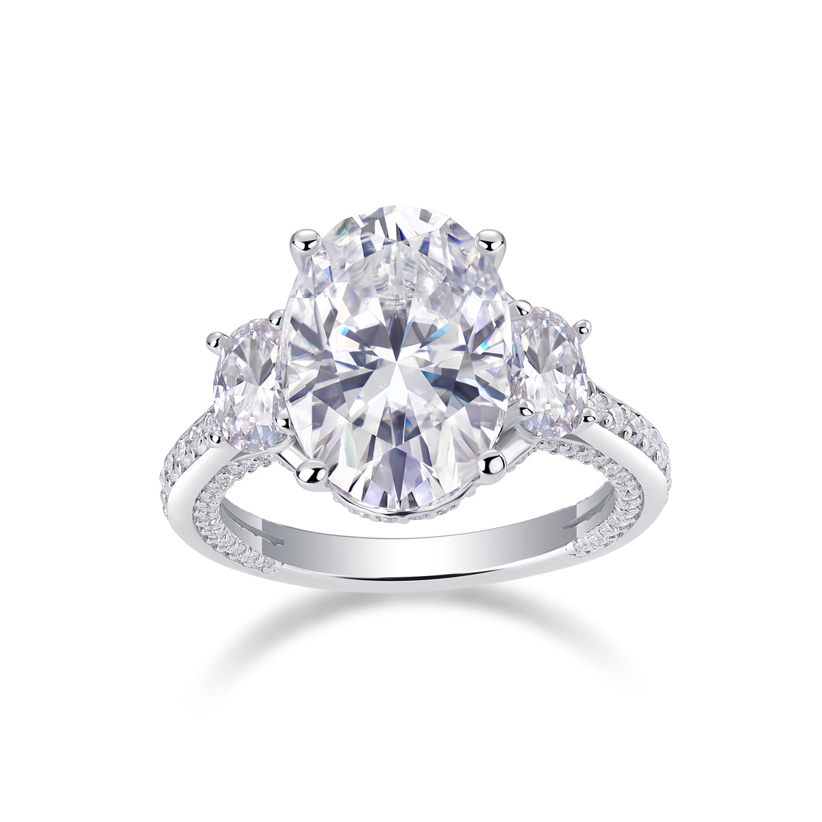 Oval Three-Stone Moissanite Ring