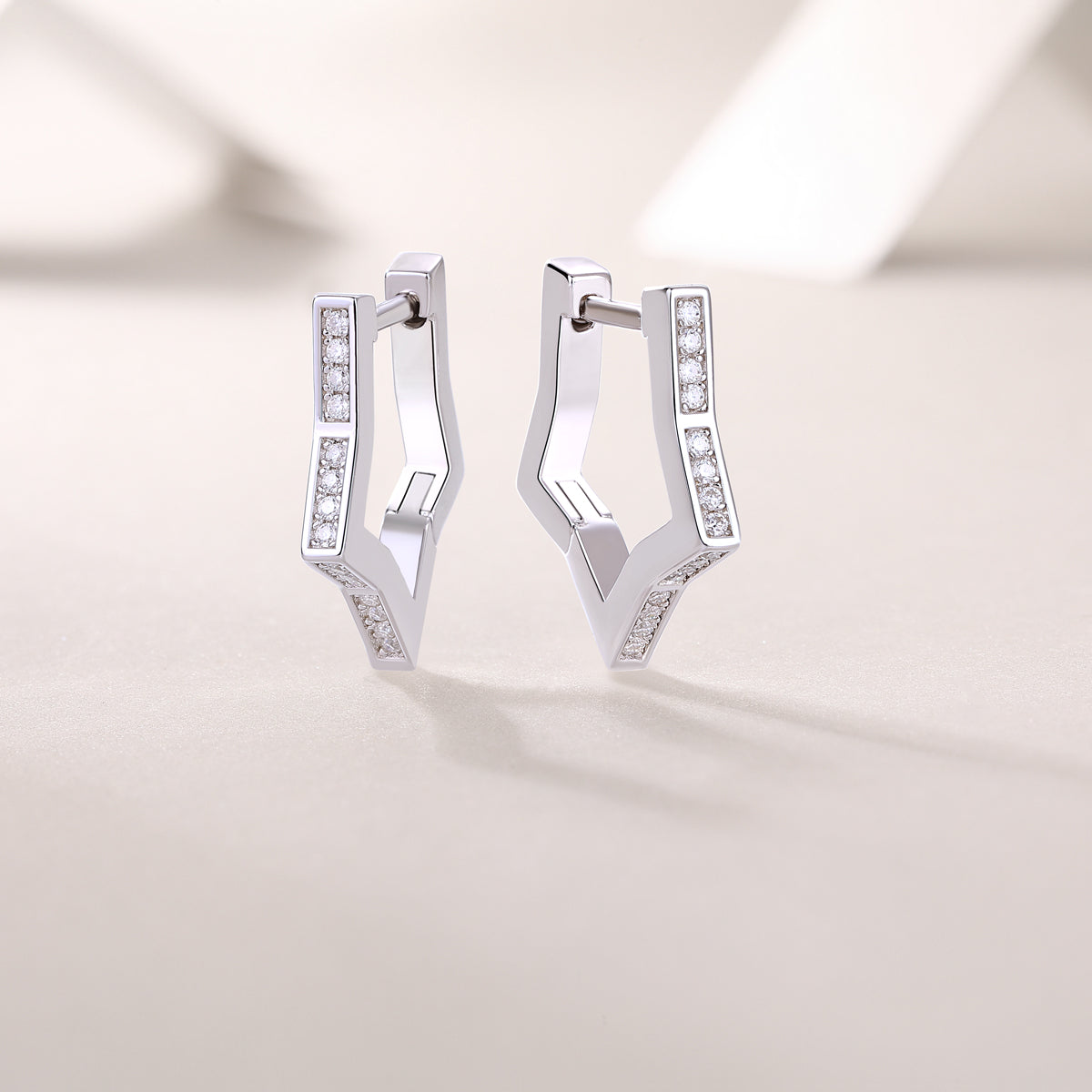 Angular Pavé Moissanite Stud Earrings