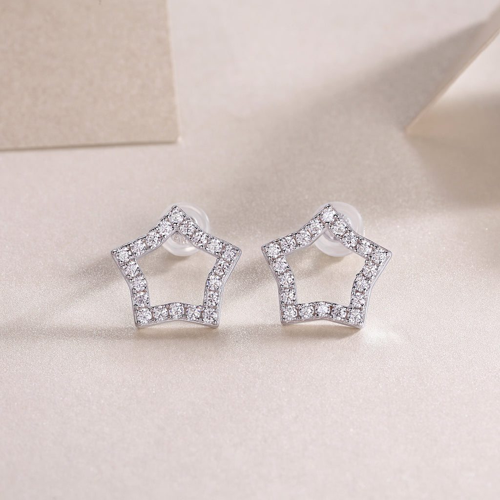 Pavé Star Moissanite Stud Earrings