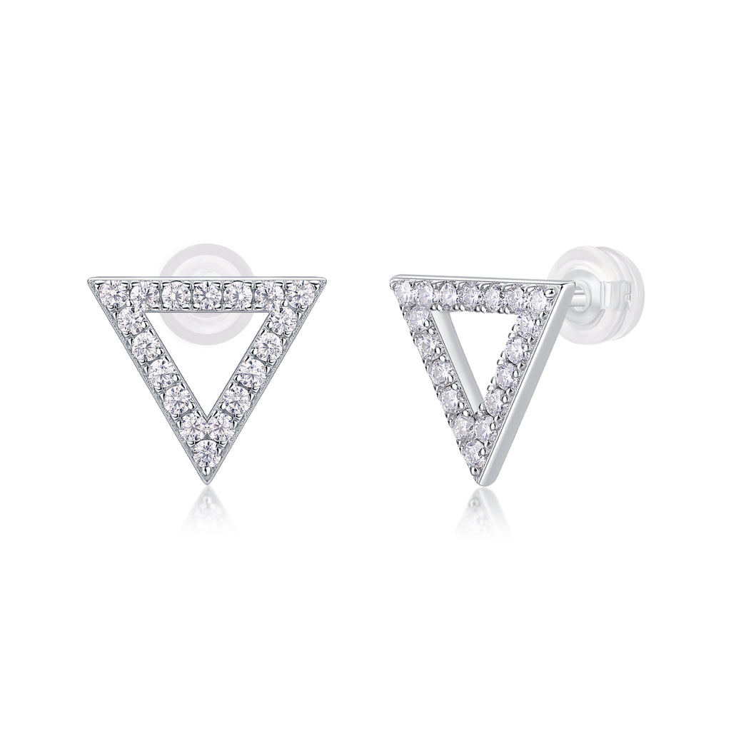 Pavé Triangle Moissanite Stud Earrings