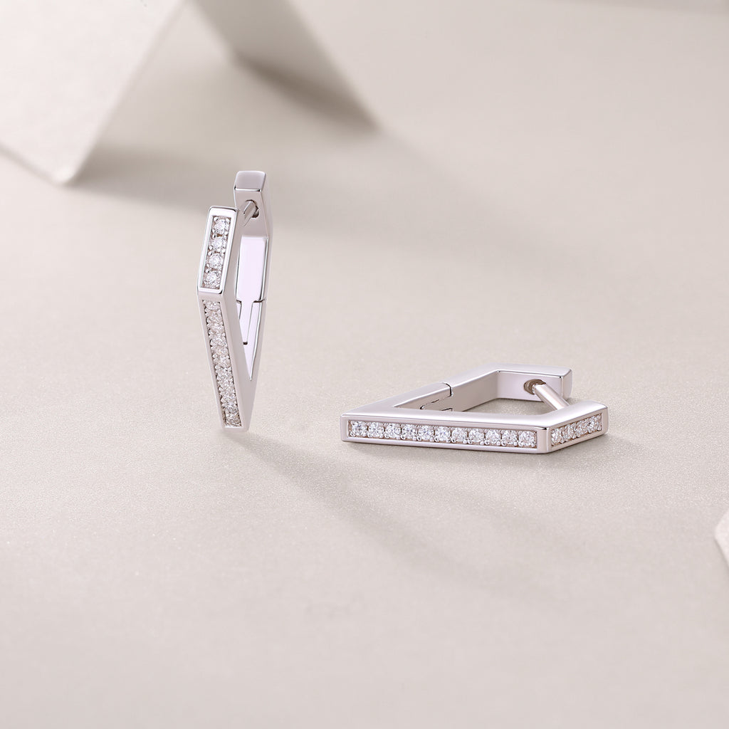 Geometric Bar Moissanite Hoop Earrings