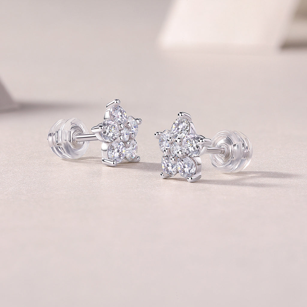 Flower Moissanite Stud Earrings