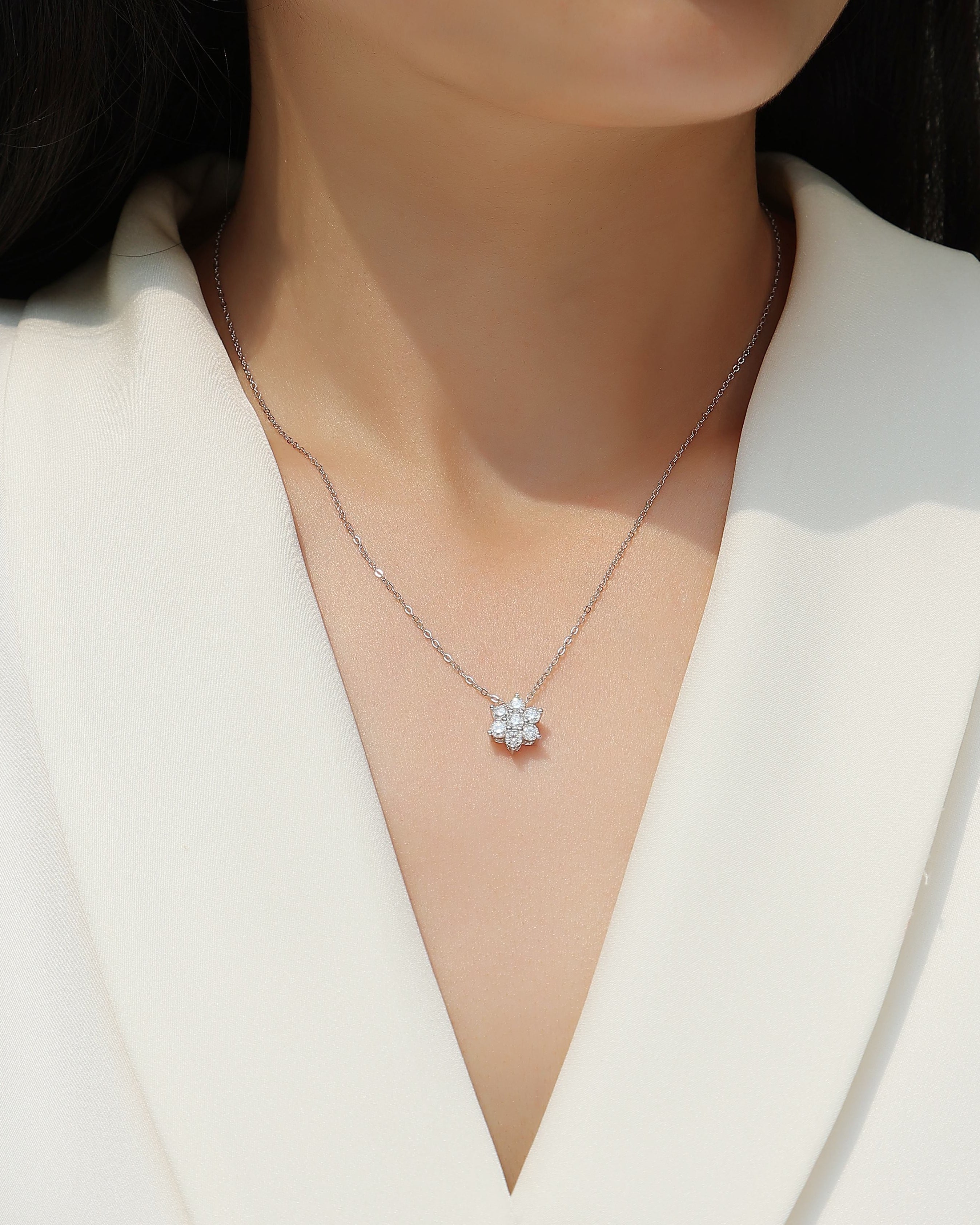 Snowflake Moissanite Pendant Necklace