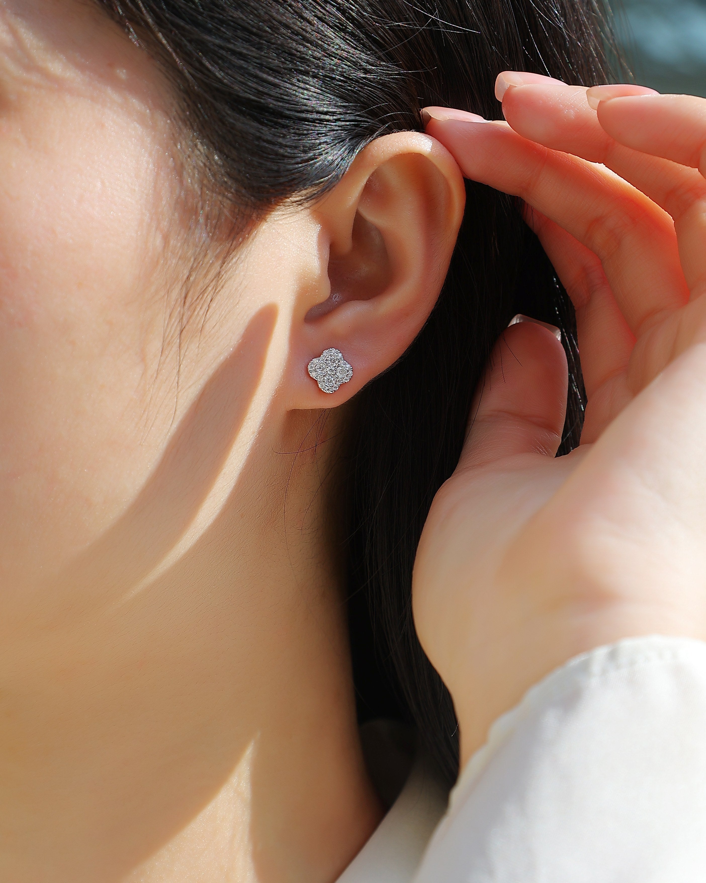 Lucky Bloom Moissanite Stud Earrings