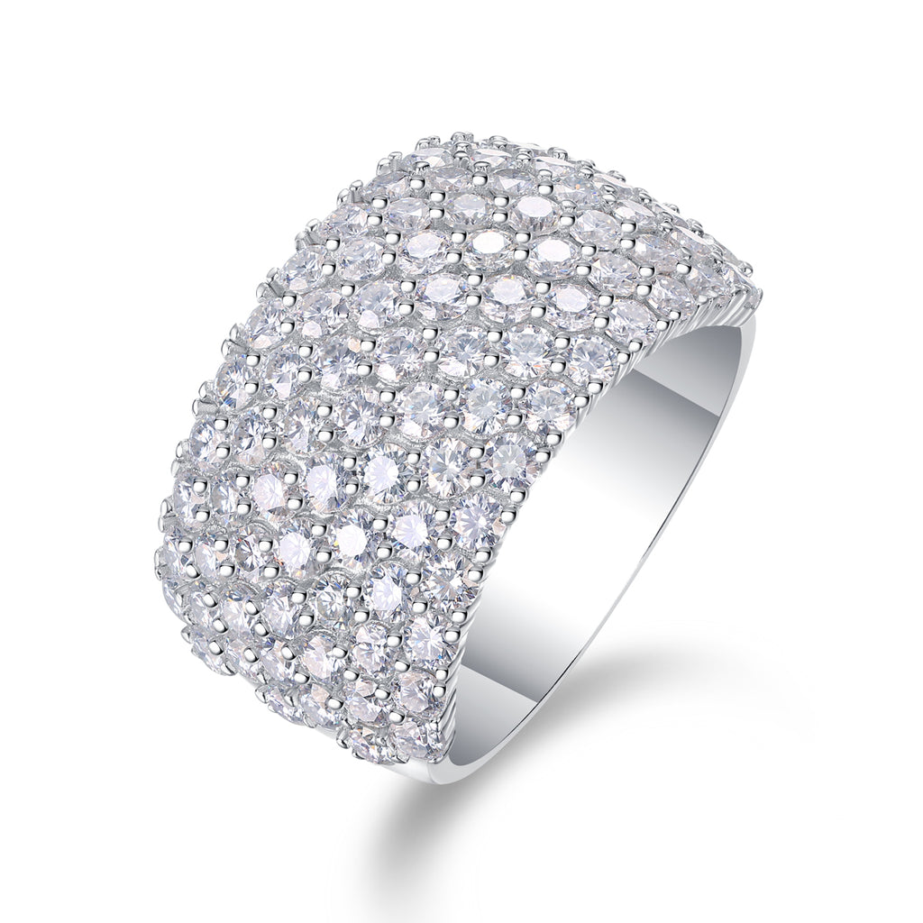 Multiple Row Pavé Moissanite Dome Ring