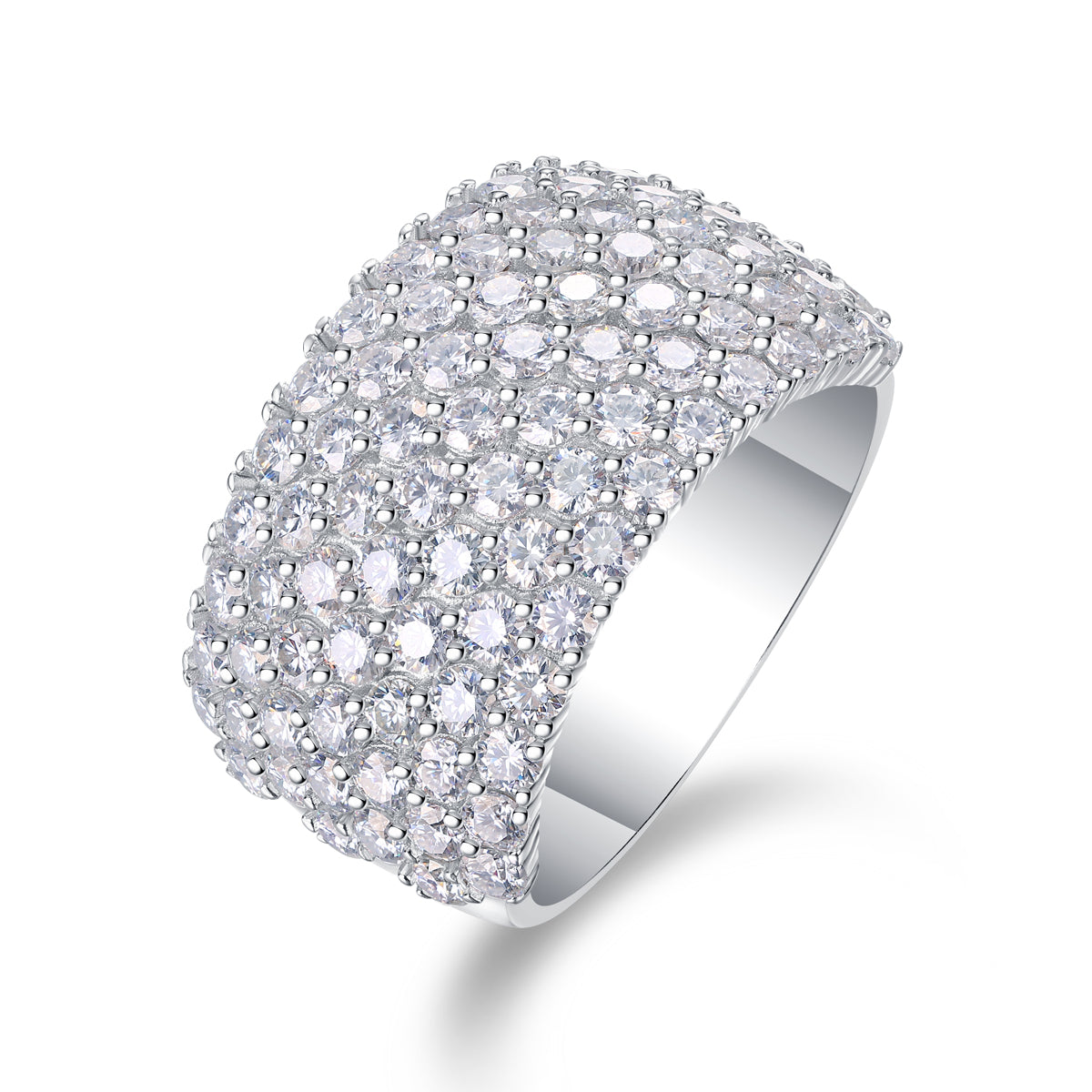 Multiple Row Pavé Moissanite Dome Ring