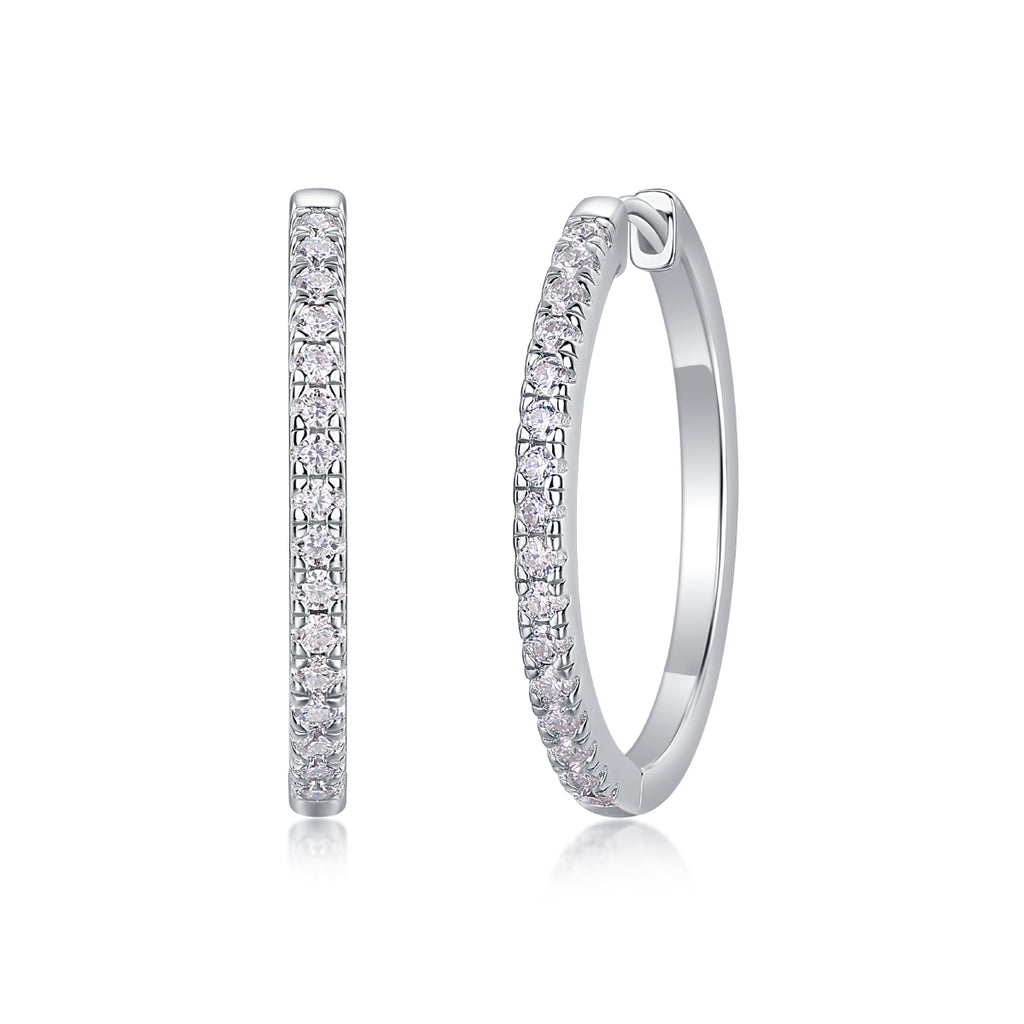 Slim Pavé Moissanite Huggie Hoop Earrings