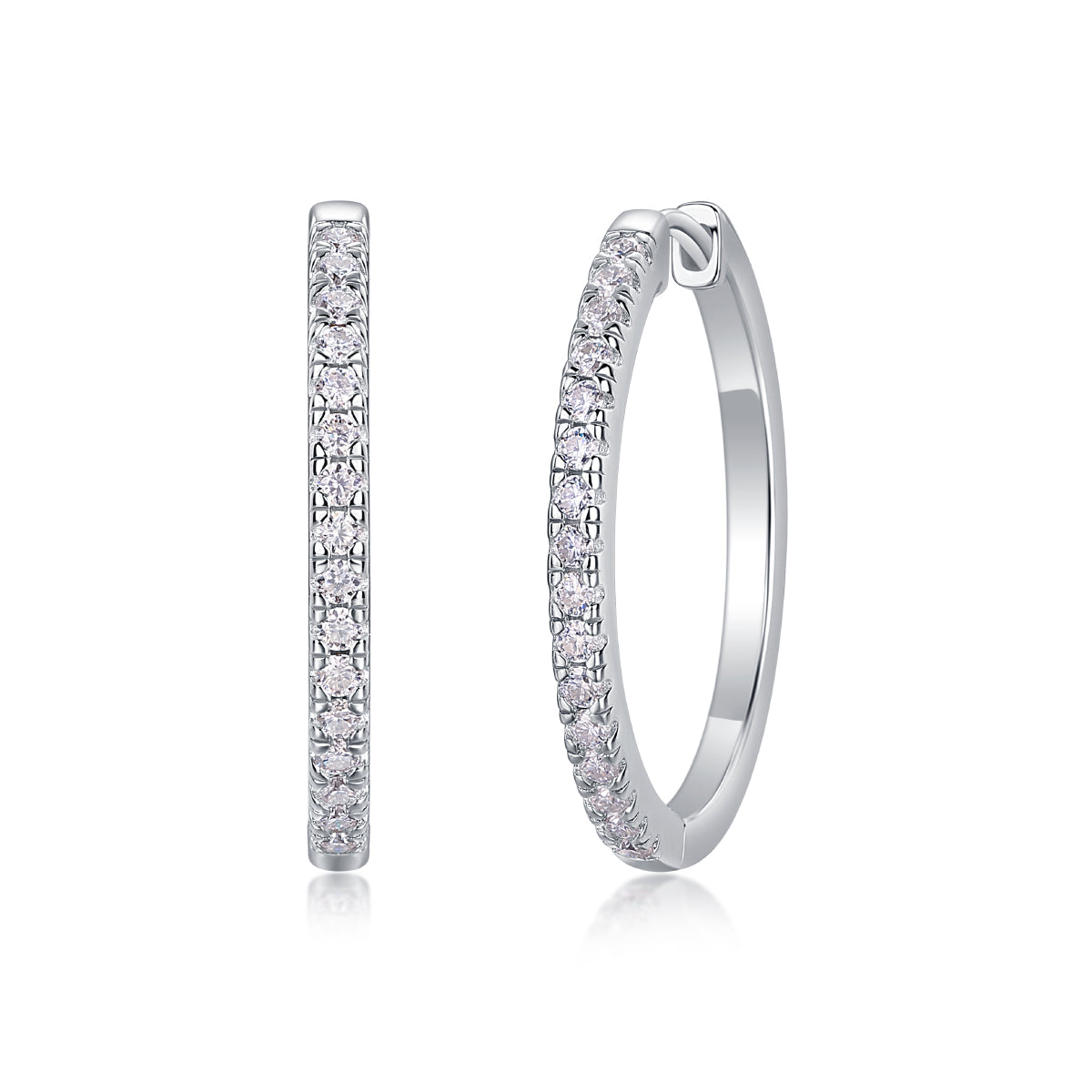Slim Pavé Moissanite Huggie Hoop Earrings