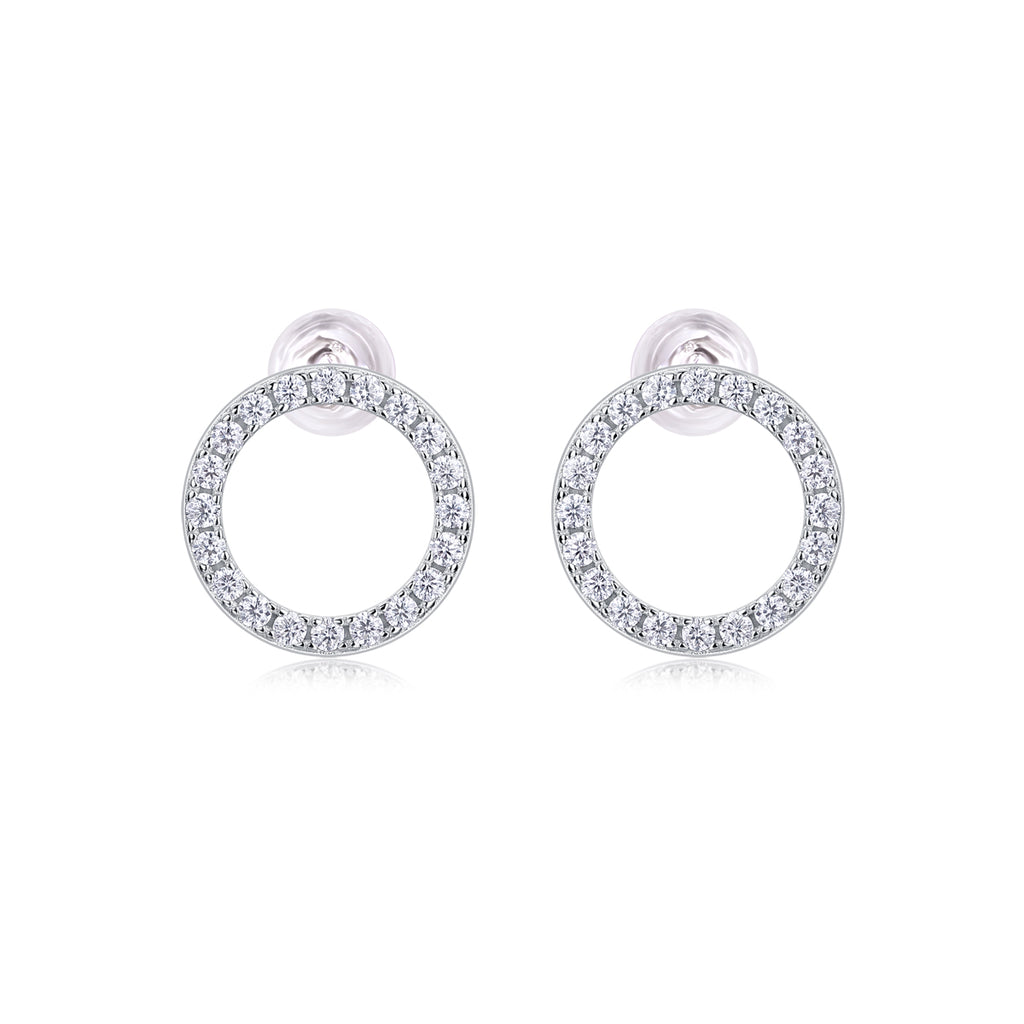 Pavé Circle Moissanite Stud Earrings