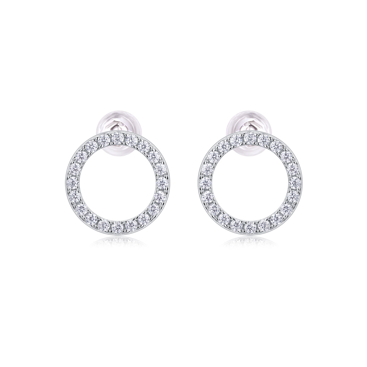 Pavé Circle Moissanite Stud Earrings