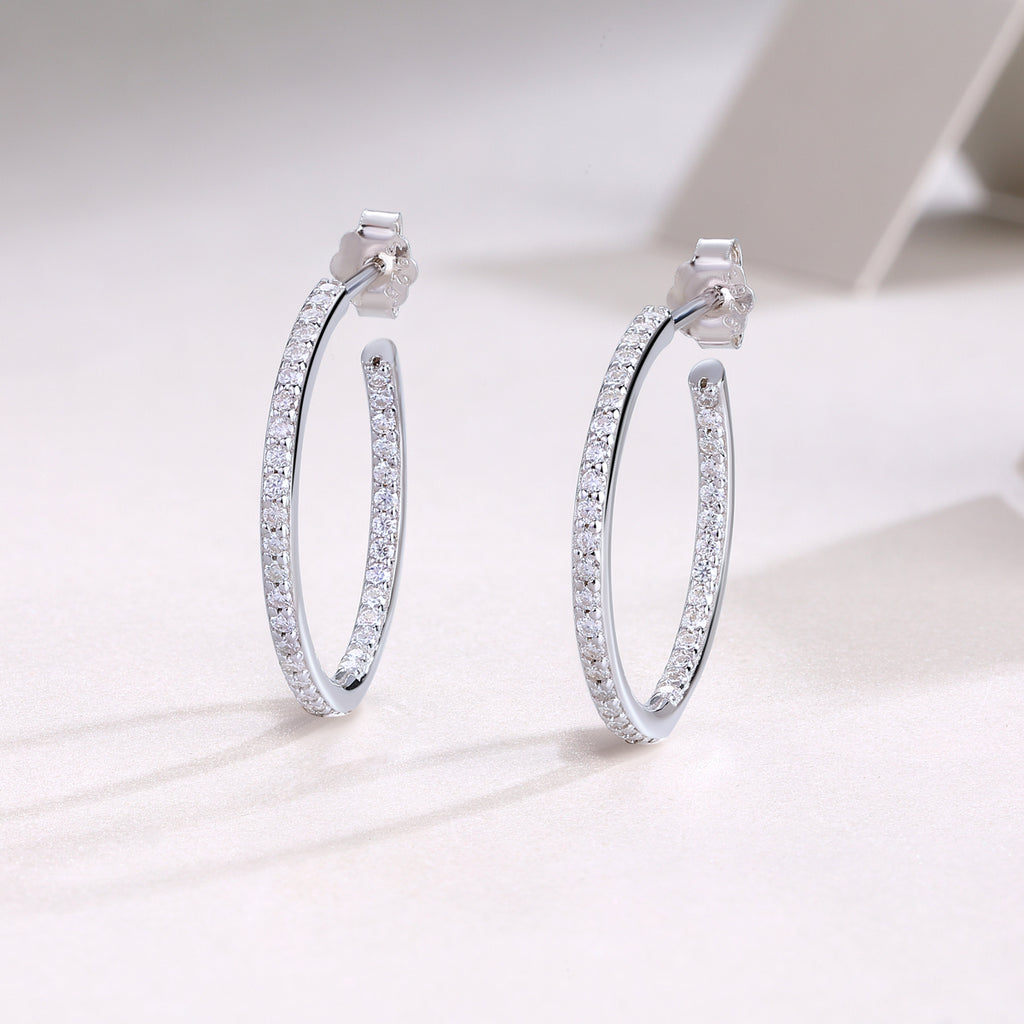 Ribbon Pavé Moissanite Hoop Earrings