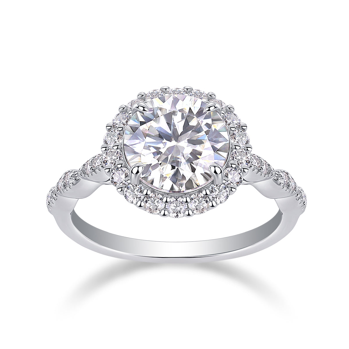 Twisted Halo Moissanite Ring