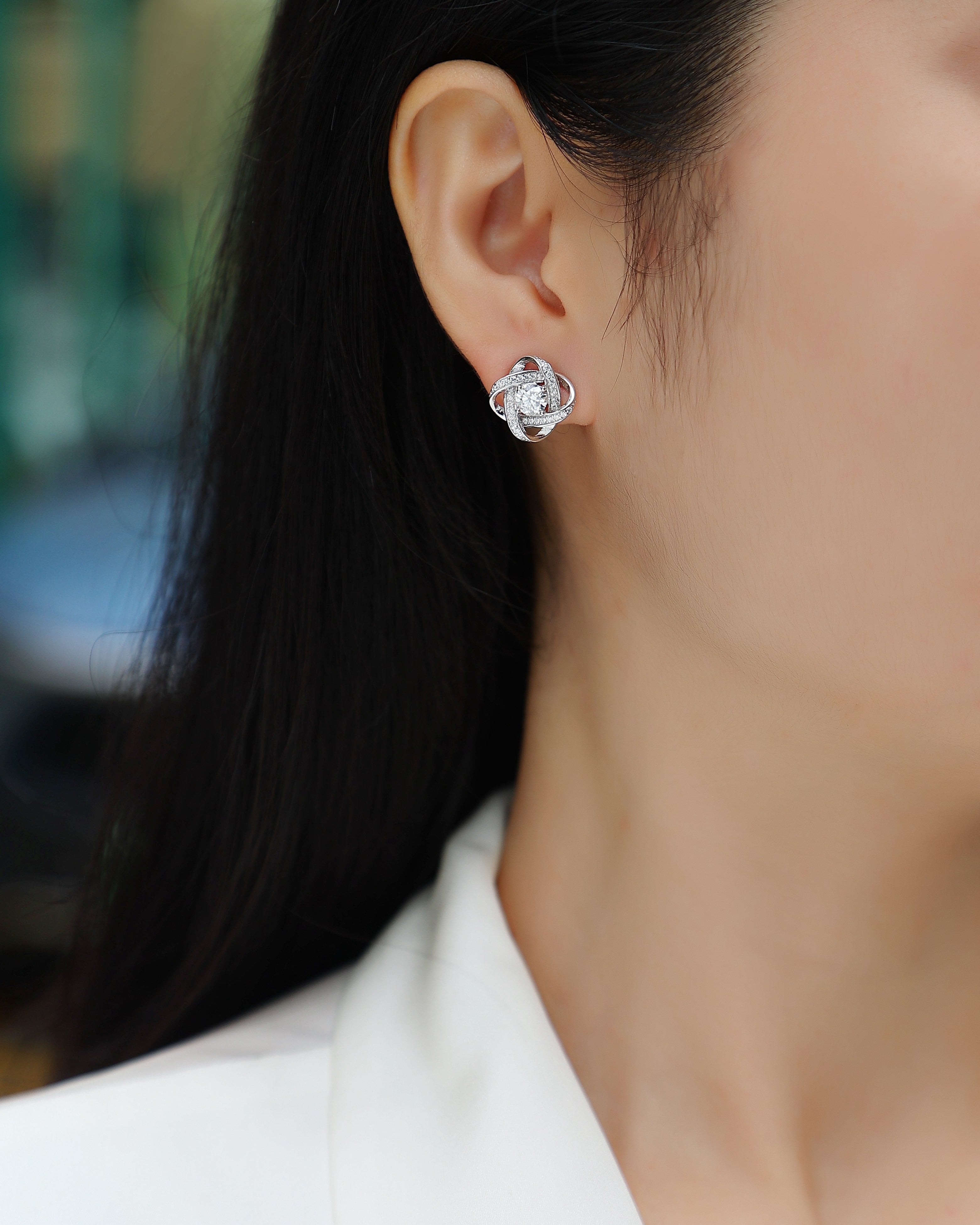 Interwoven Knot Moissanite Stud Earrings
