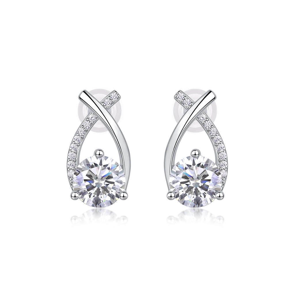 Twist Solitaire Moissanite Stud Earrings