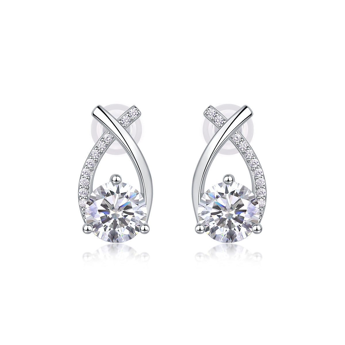 Twist Solitaire Moissanite Stud Earrings