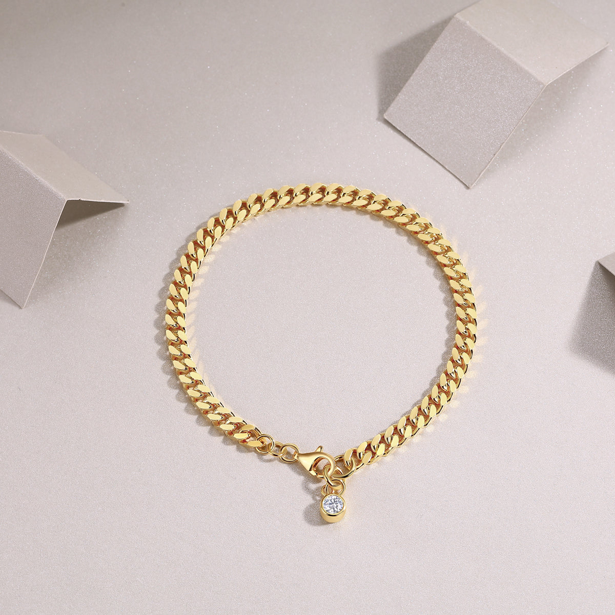 Golden Charm Moissanite Chain Bracelet