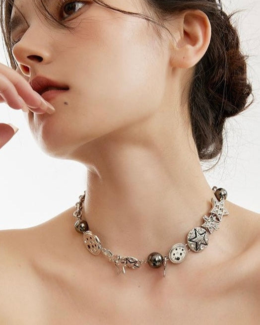Charm Necklace worn in natural lifestyle setting with relaxed styling