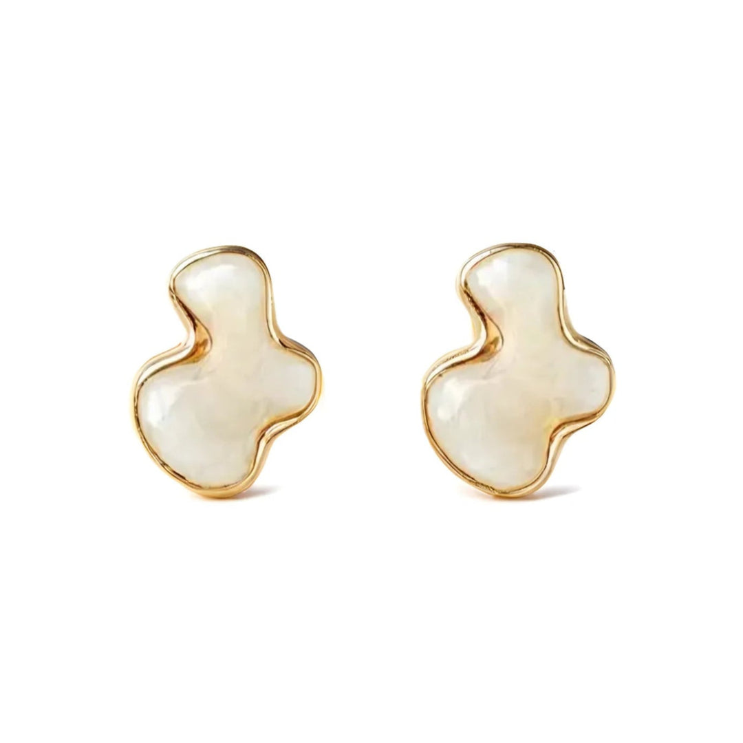 Cloudform abstract enamel earrings with irregular artistic shape and gold-tone trim
