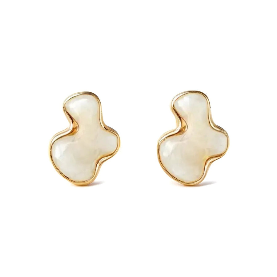 Cloudform abstract enamel earrings with irregular artistic shape and gold-tone trim
