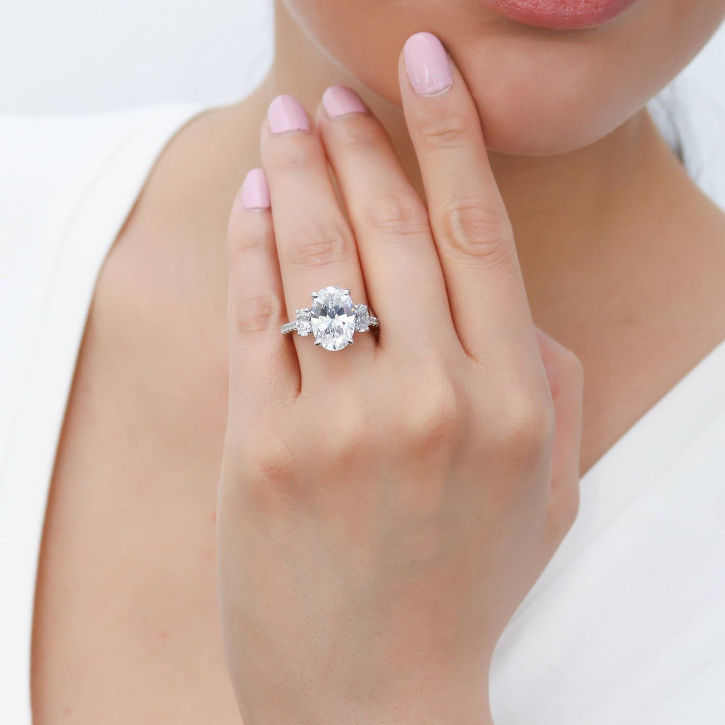 Oval Three-Stone Moissanite Ring