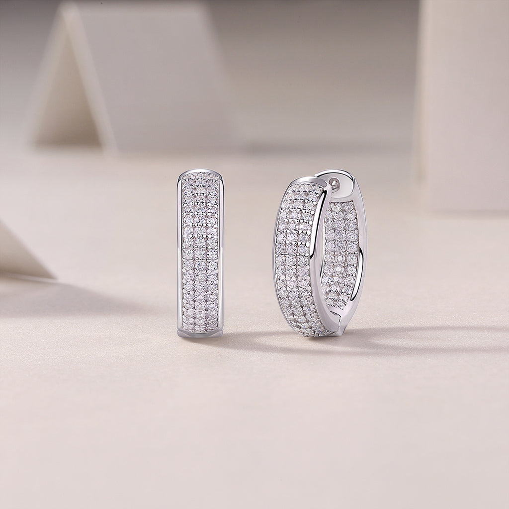 Pavé Moissanite Huggie Hoop Earrings