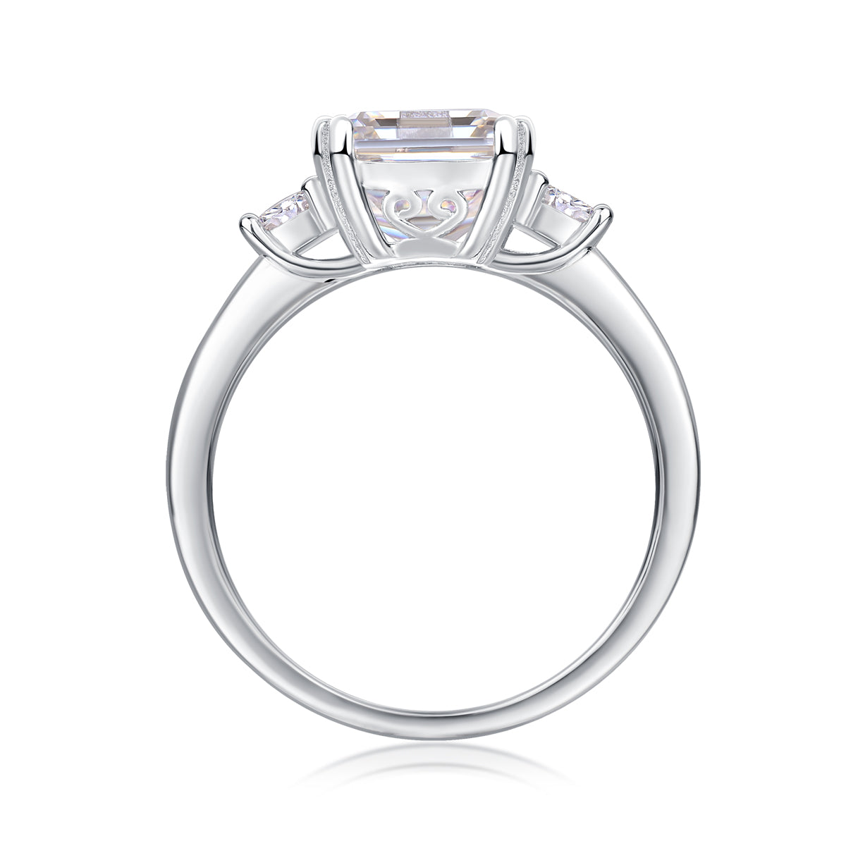Emerald Cut Moissanite Three-Stone Ring