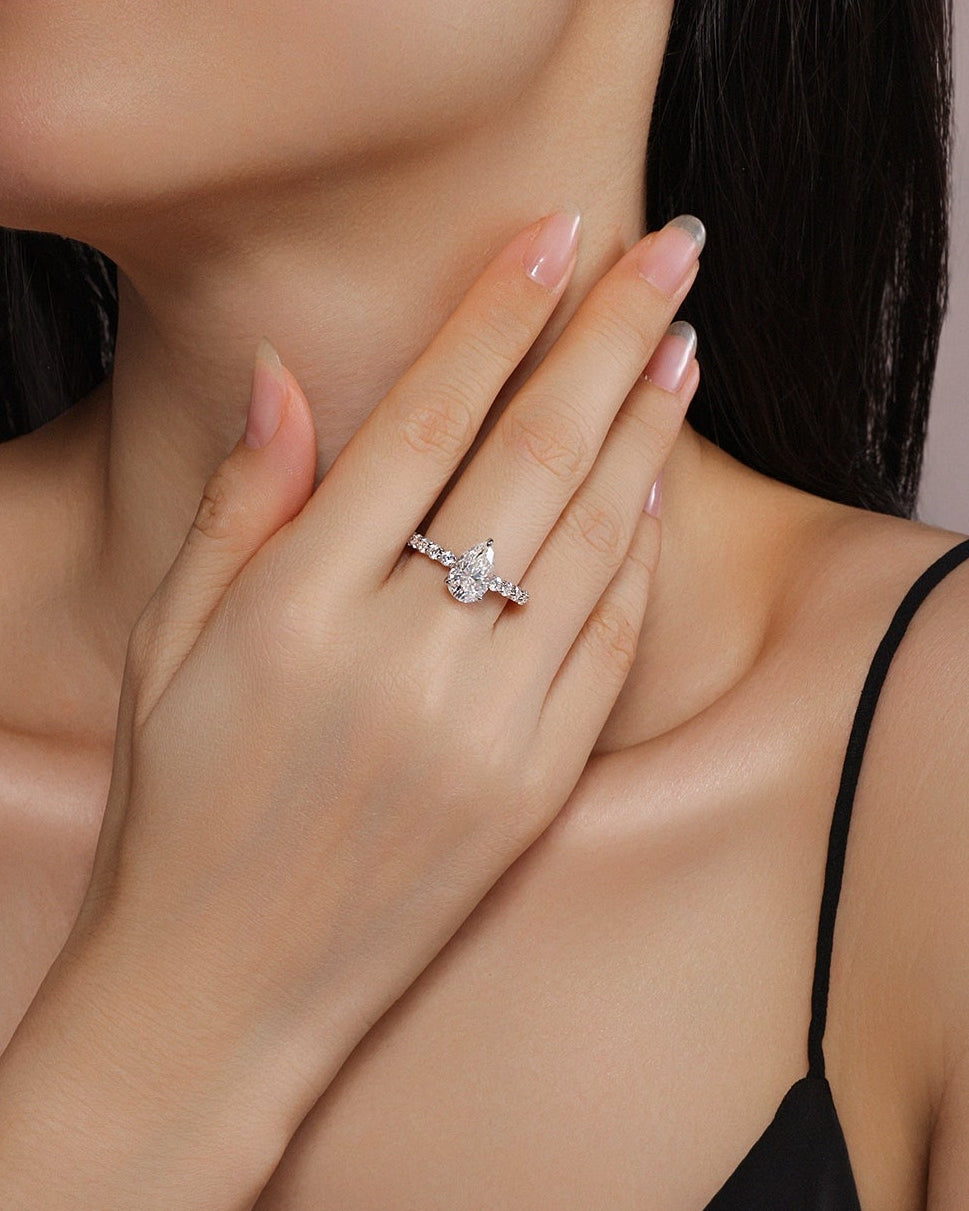 Pear Cut Moissanite Engagement Ring