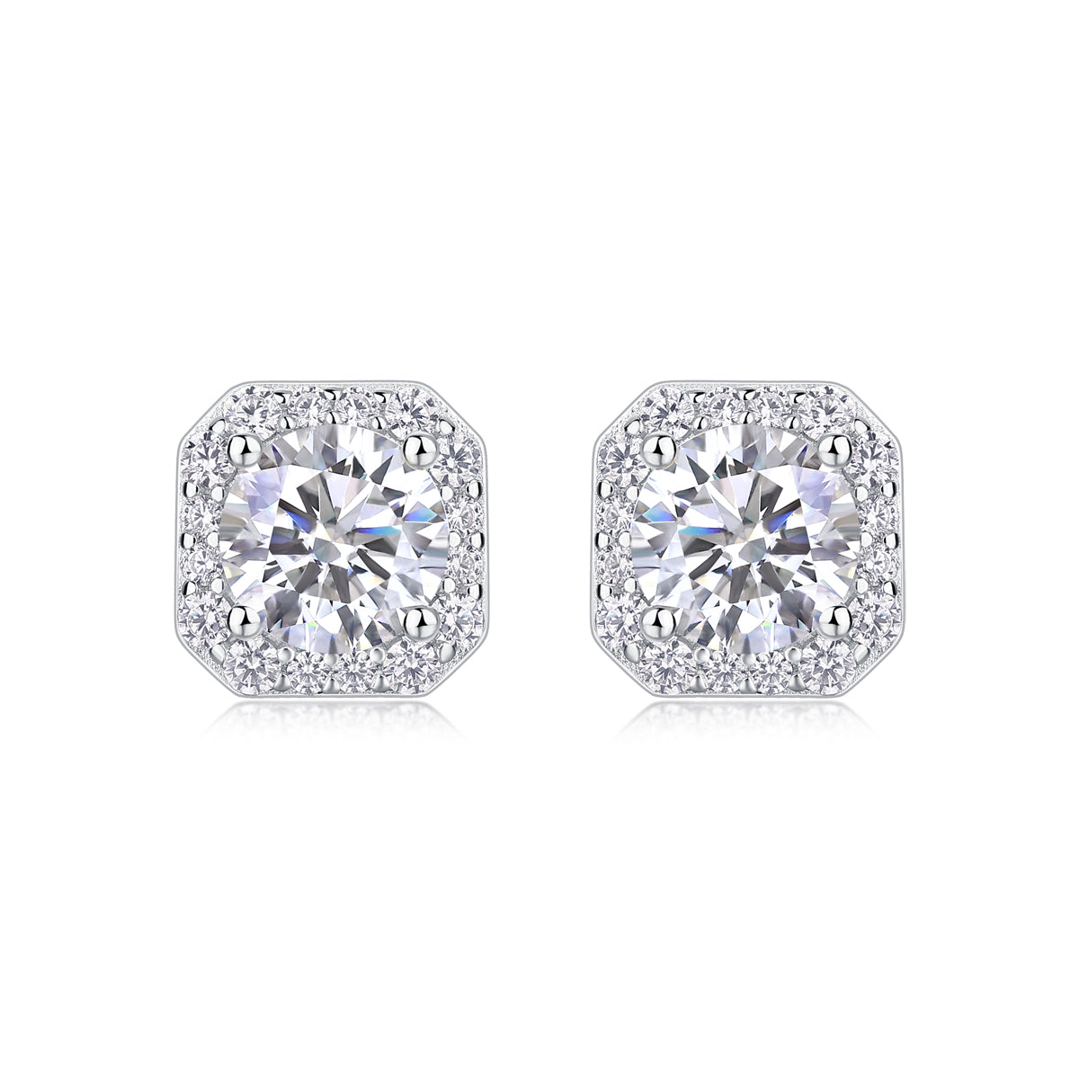 Halo Moissanite Stud Earrings