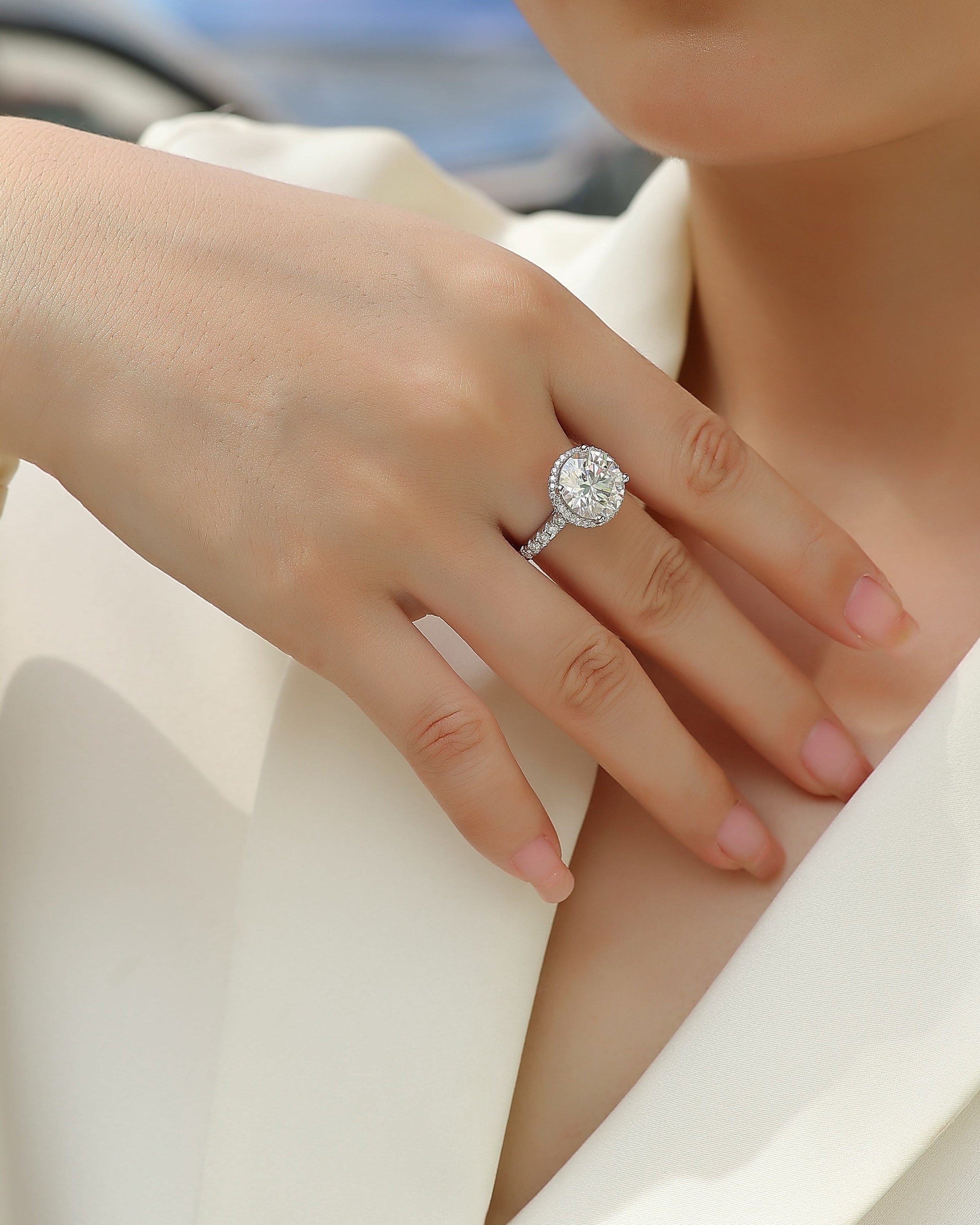 Starlight Halo 5ct Moissanite Statement Ring