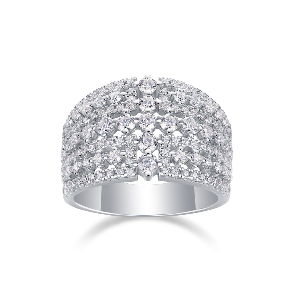 Multi-Row Pavé Moissanite Dome Ring