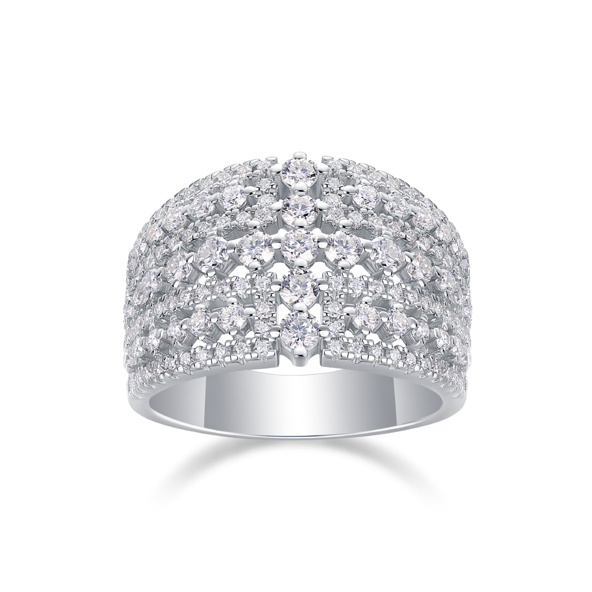 Multi-Row Pavé Moissanite Dome Ring