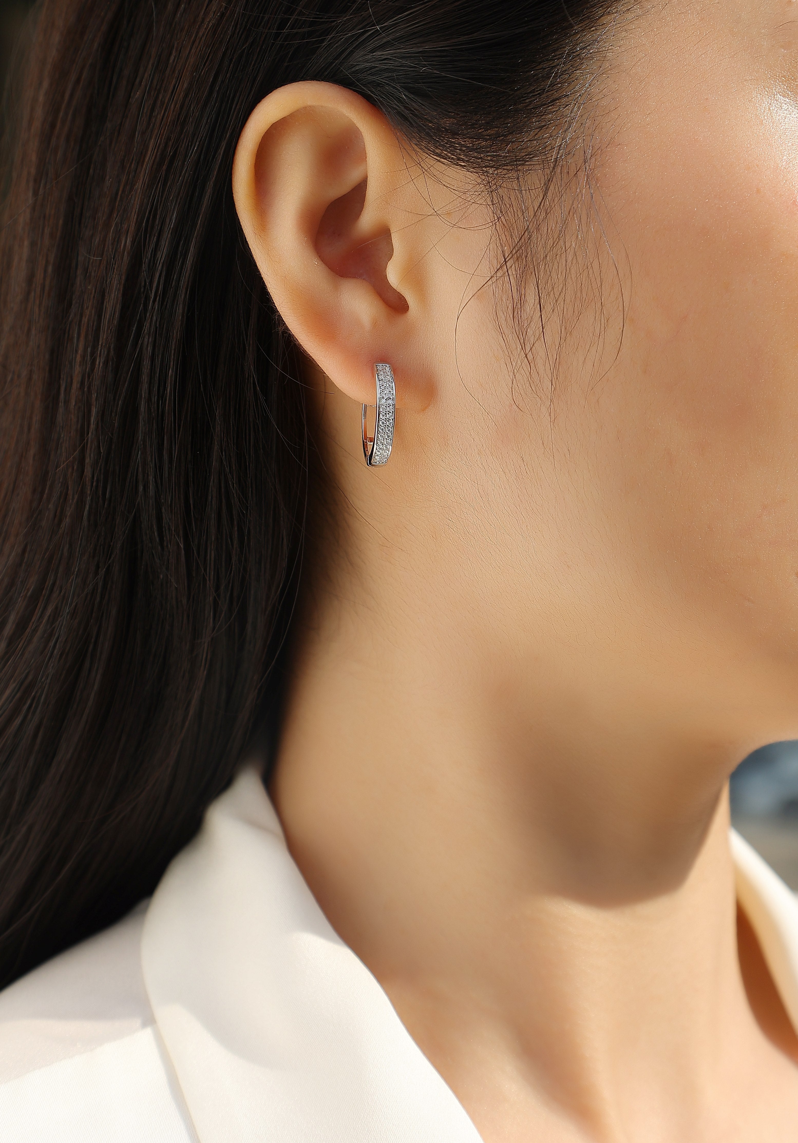 Moissanite Huggie Hoop Earrings