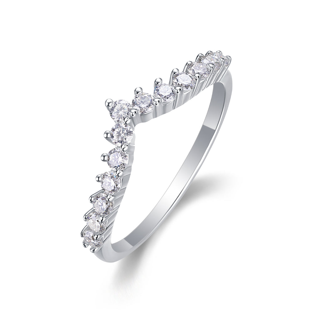 V-Shaped Crown Moissanite Ring