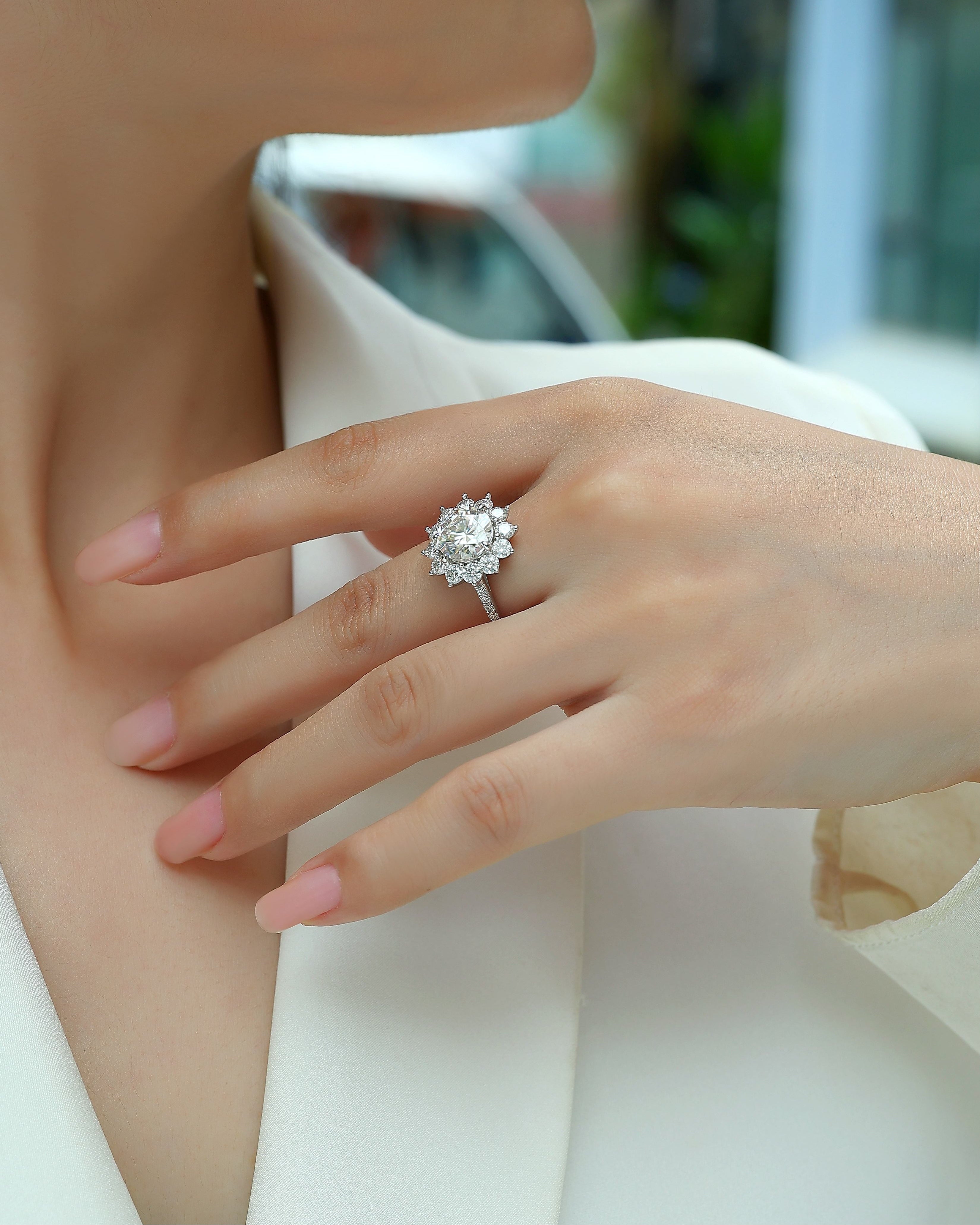 Sunburst Moissanite Ring