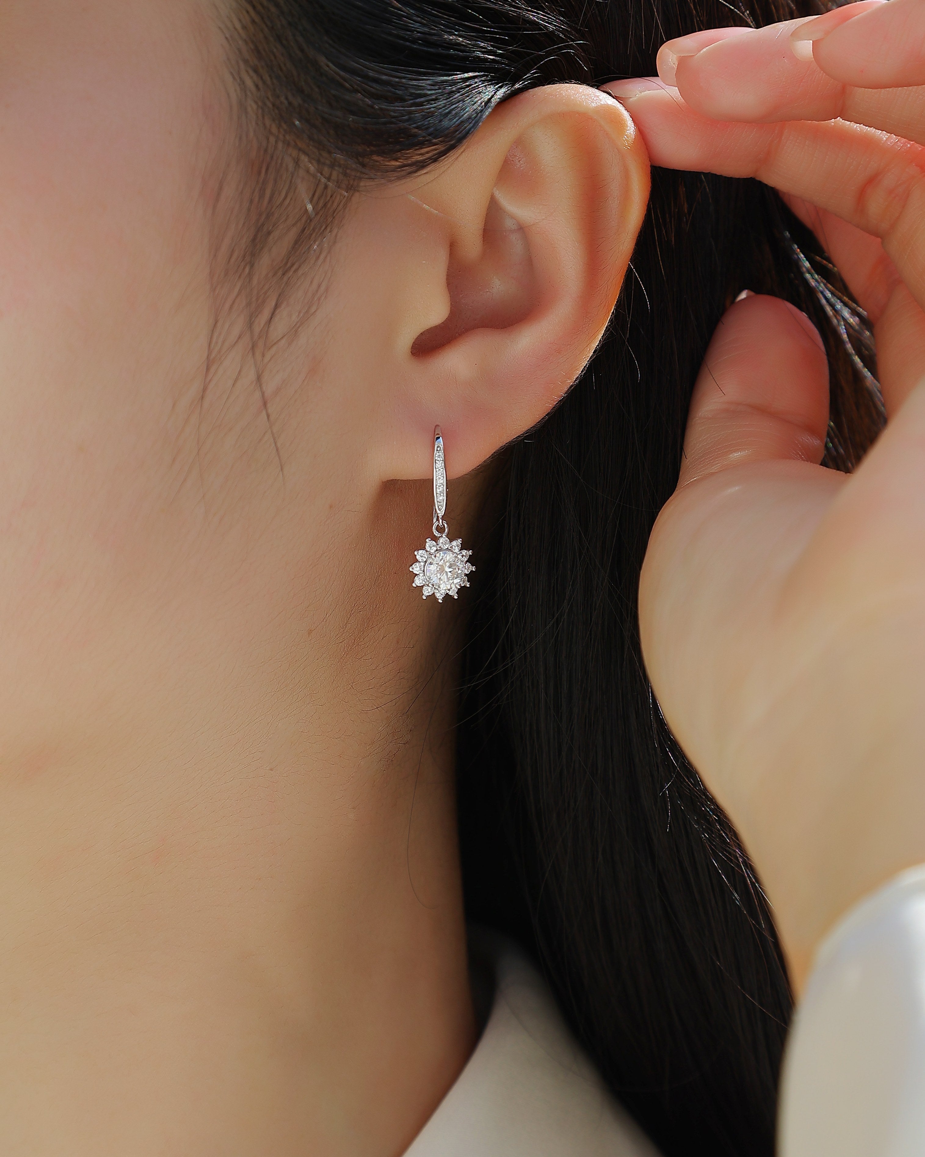 Snowflake Drop Moissanite Earrings