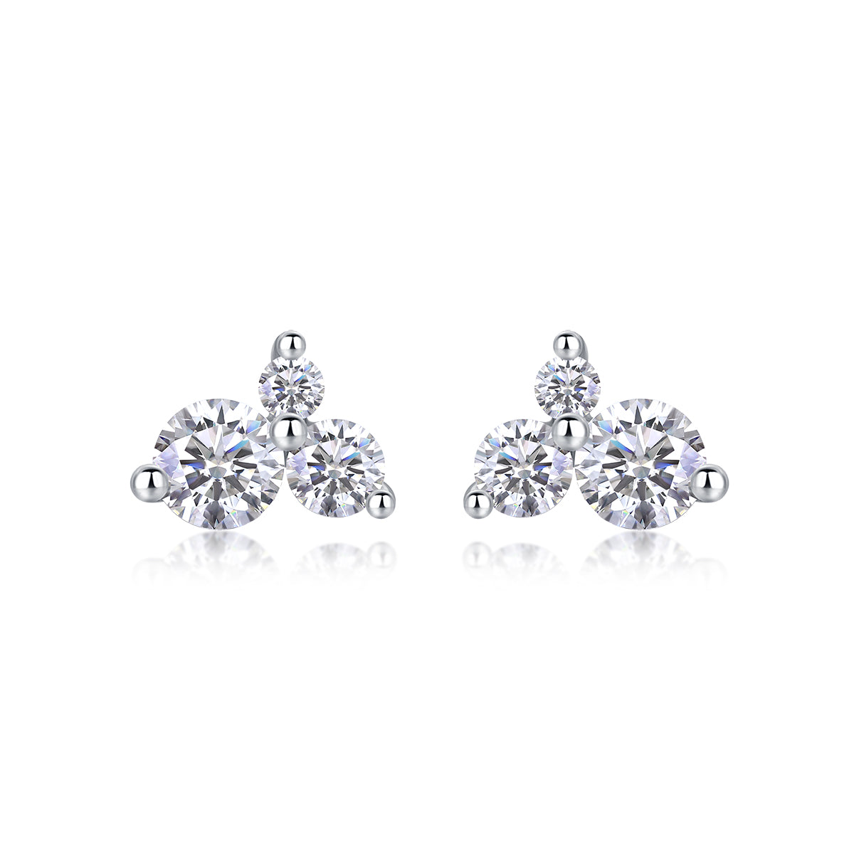 Wave-Set Round Moissanite Stud Earrings