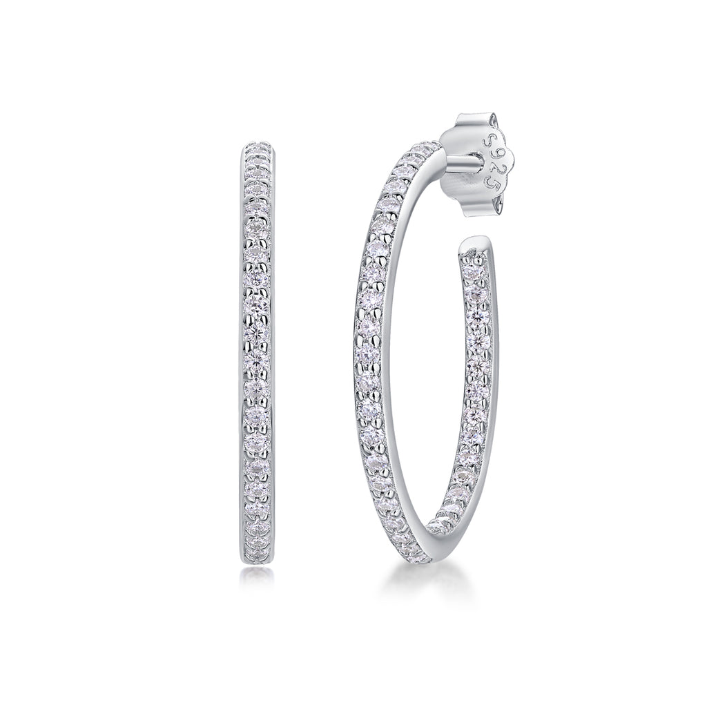 Ribbon Pavé Moissanite Hoop Earrings