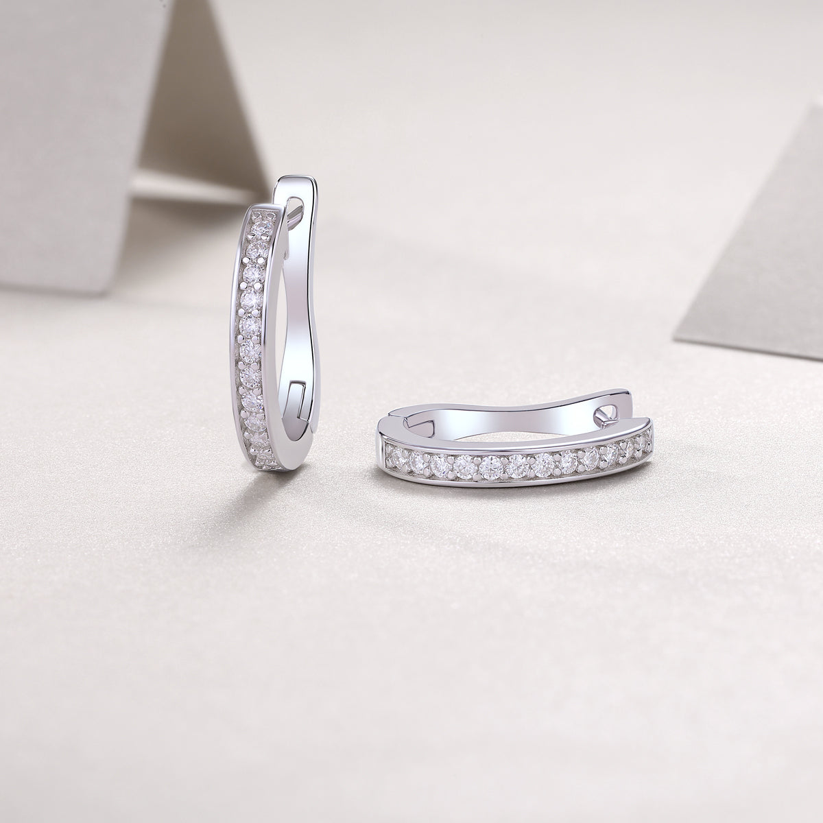 Sleek Pavé Moissanite Huggie Earrings