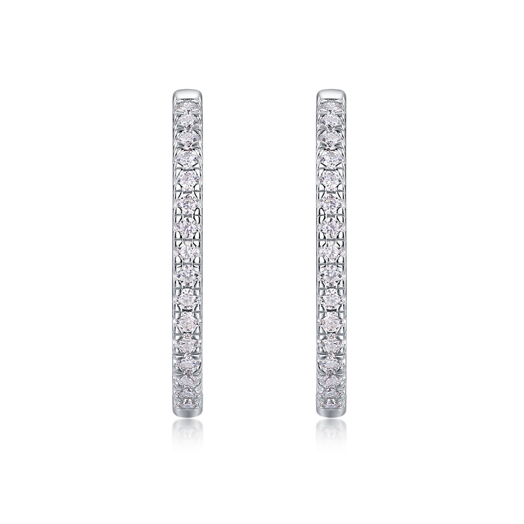 Slim Pavé Moissanite Huggie Hoop Earrings