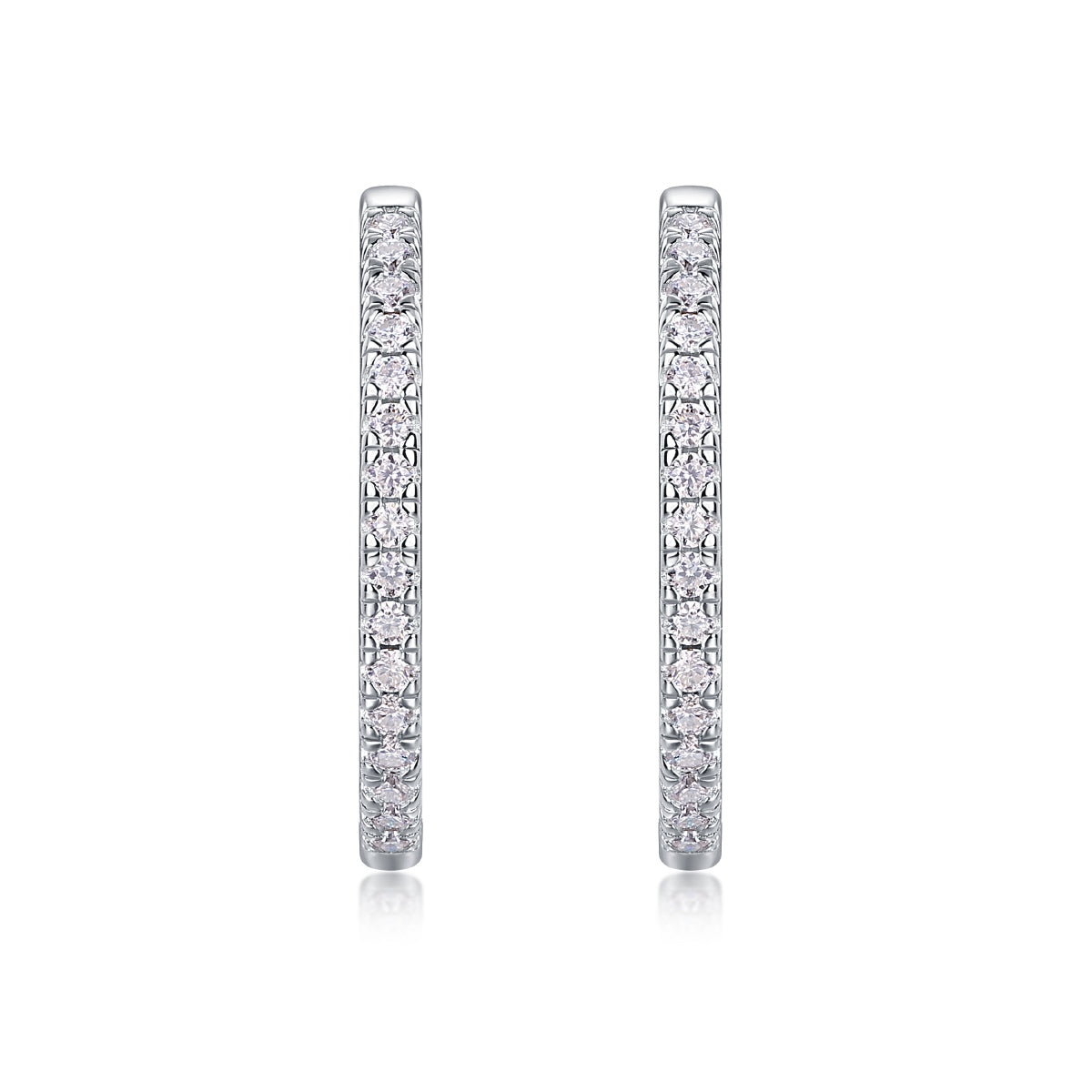 Slim Pavé Moissanite Huggie Hoop Earrings