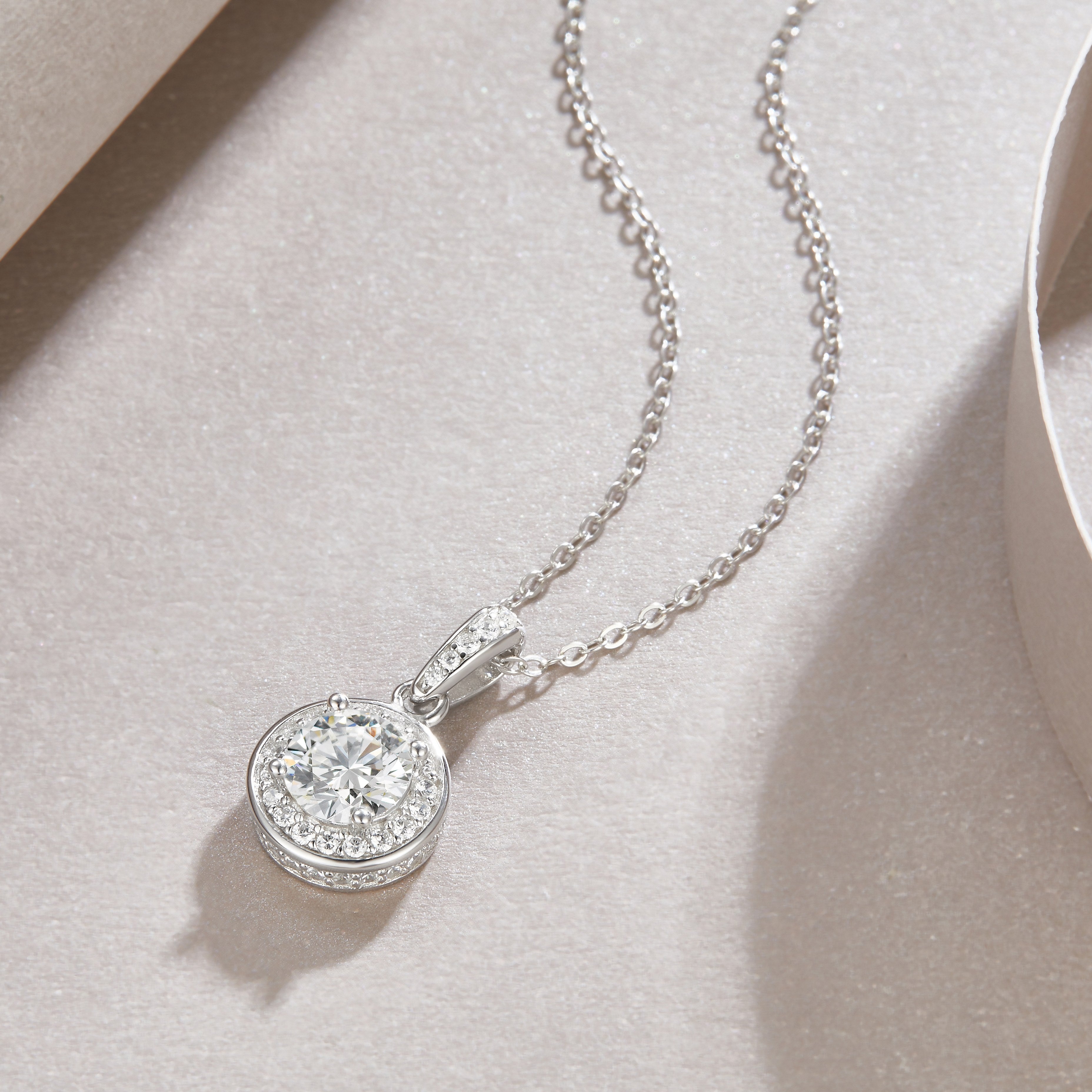 Halo Moissanite Pendant Necklace