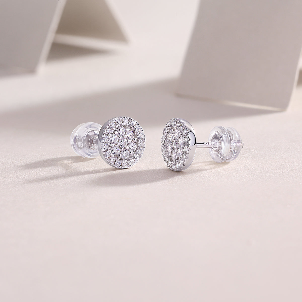 Pavé Moissanite Round Stud Earrings