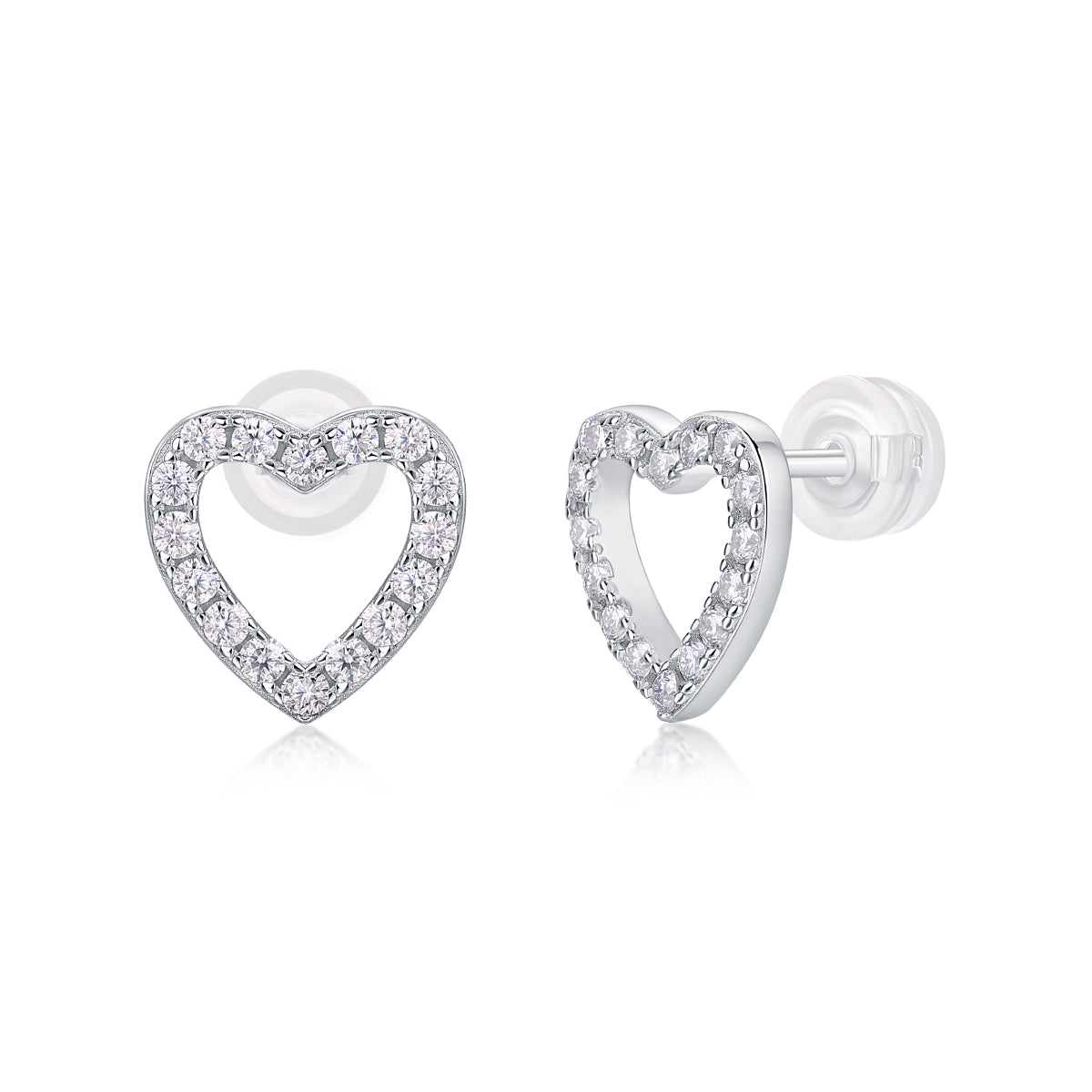 Pavé Heart Moissanite Stud Earrings