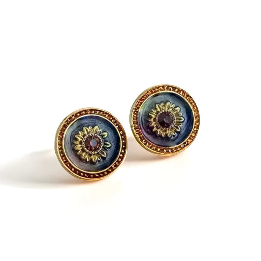 enamel floral earrings with gold-tone base and floral inlay from SERELVA
