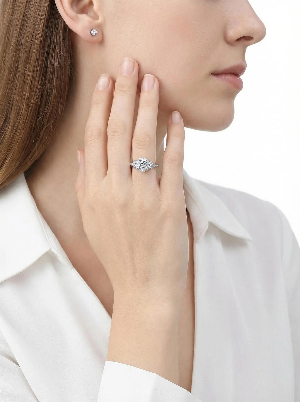 Round Halo Moissanite Ring