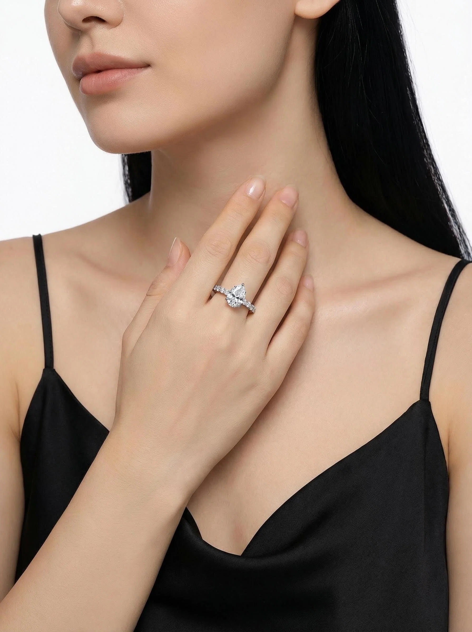 Pear Cut Moissanite Engagement Ring