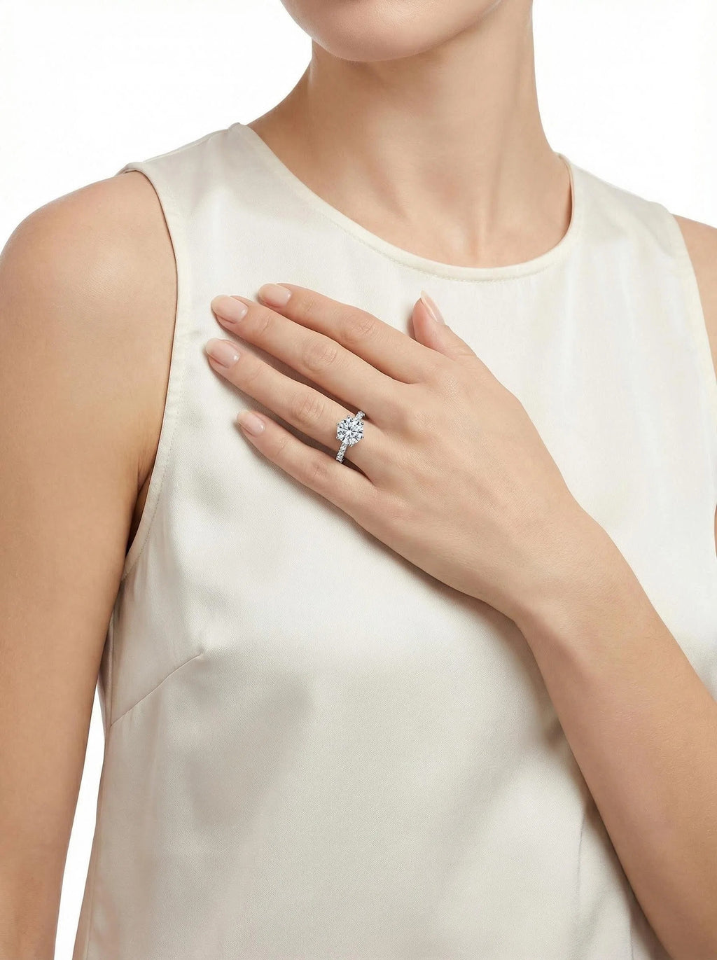 Round Brilliant Moissanite Engagement Ring