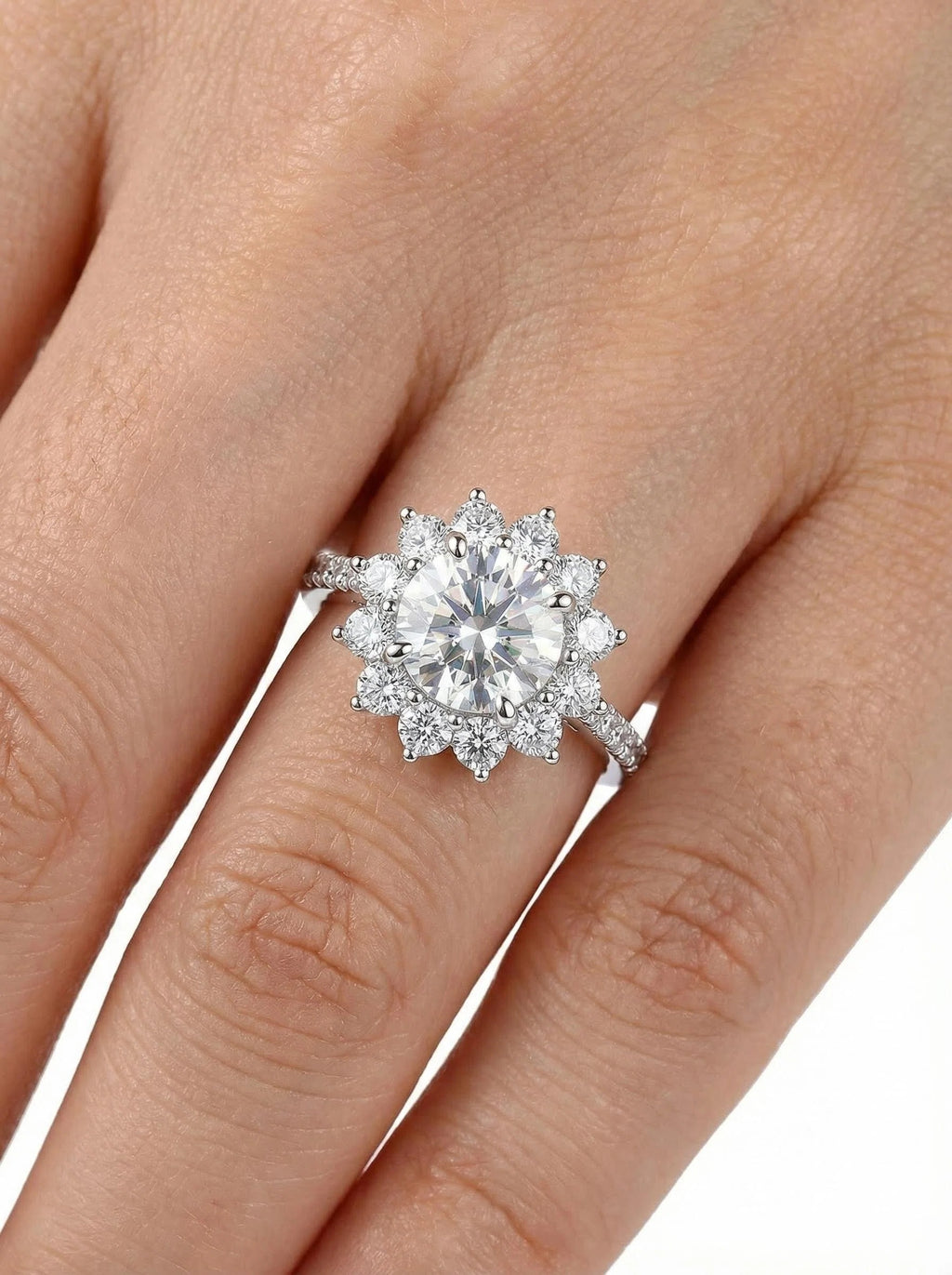 Sunburst Moissanite Ring