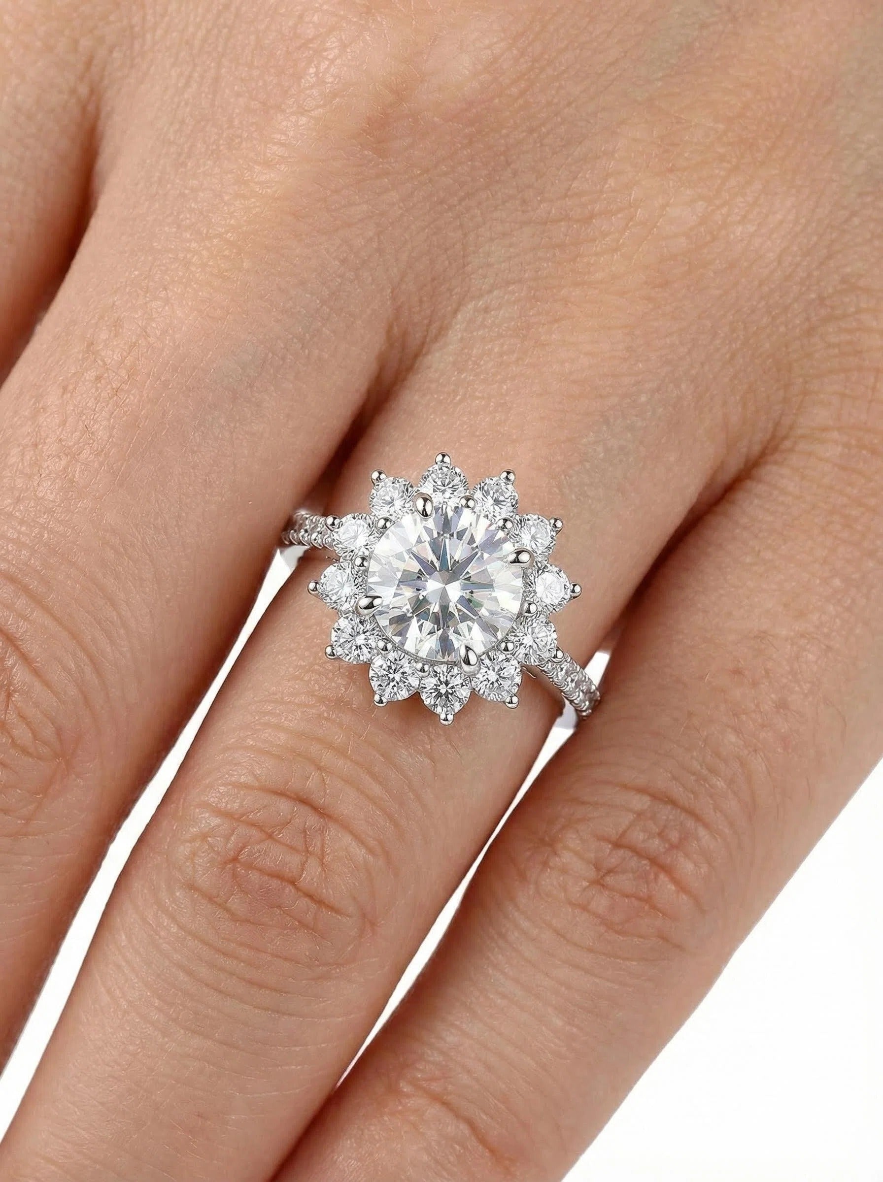 Sunburst Moissanite Ring